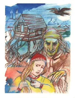 איור מקורי באבה יאגה וילדה