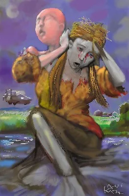 אישה משילה את עורה