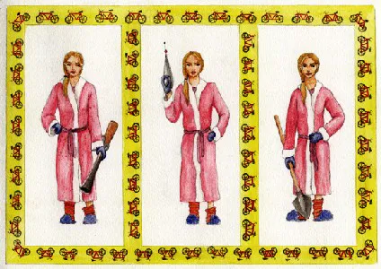 שלוש תמונות של אישה צעירה